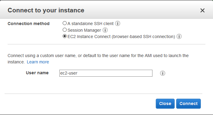 AWS Console Instance Connect